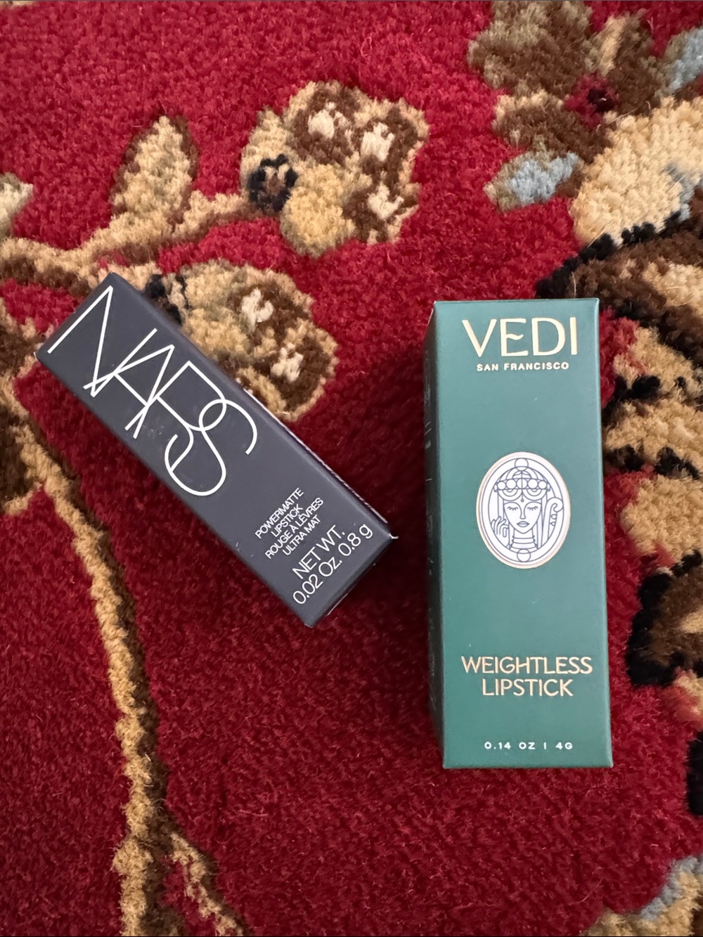 NARS ultra mat lipstick plus VEDI weightless lipstick